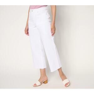 Me by Jennie Garth Womens Regular Dodge White Denim Crop Pant Size 8 Frayed Hem